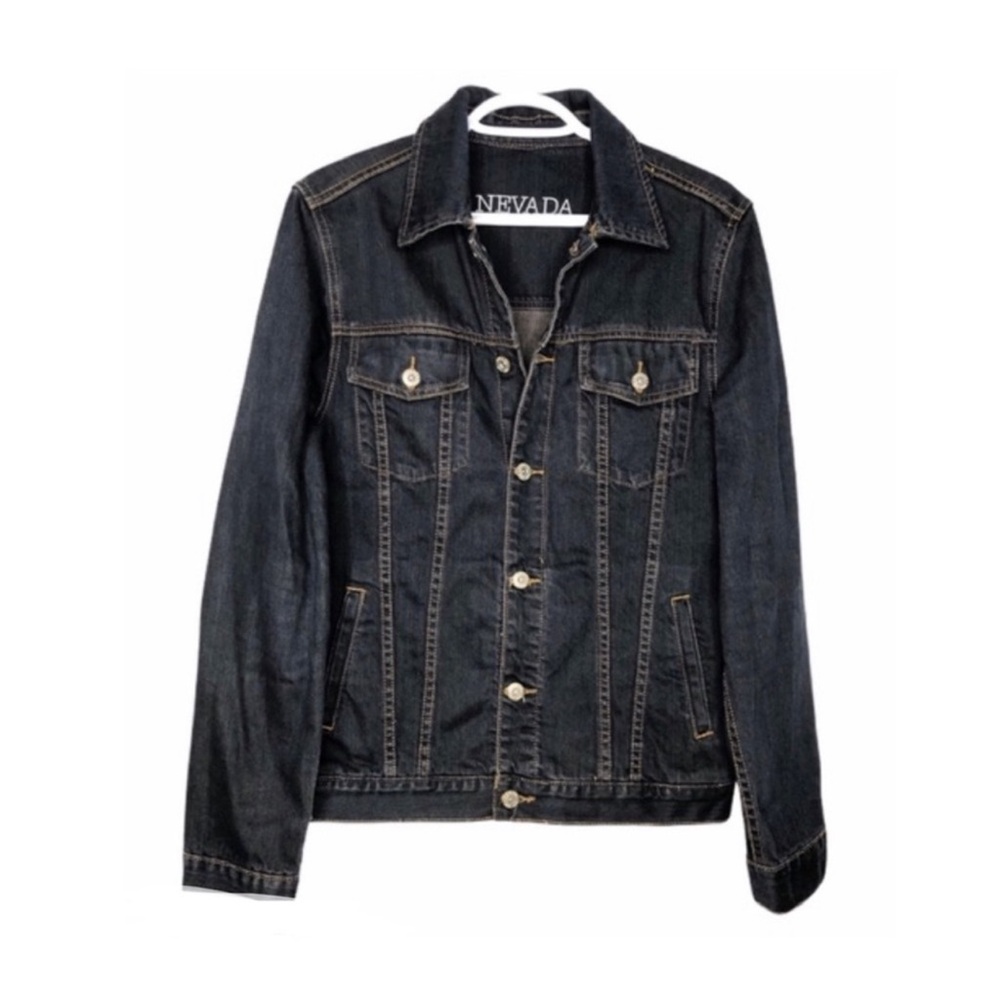 Vintage Y2K Trucker Denim Jean Jacket Oversized Dark Wash Nevada S/M